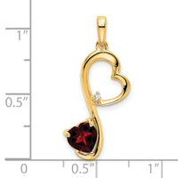 14k Garnet and Diamond Heart Pendant-PM7007-GA-001-YA