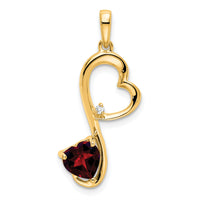 14k Garnet and Diamond Heart Pendant-PM7007-GA-001-YA