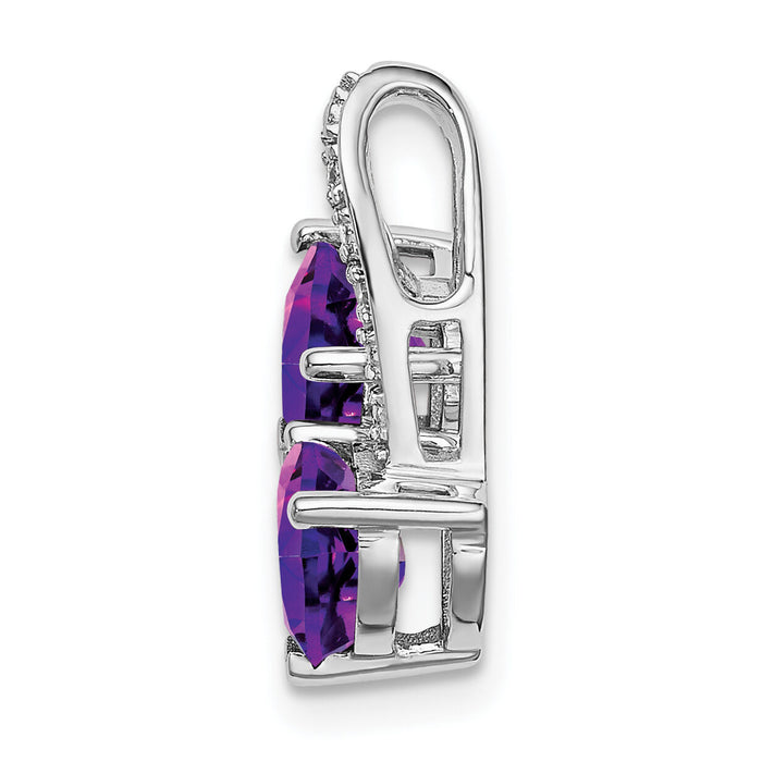 14k White Gold Amethyst and Diamond 2-Heart Pendant-PM7008-AM-001-WA