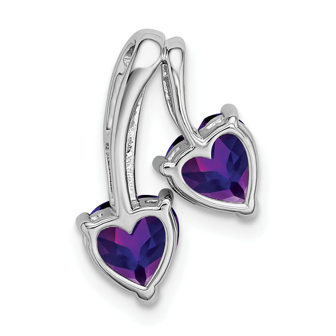 14k White Gold Amethyst and Diamond 2-Heart Pendant-PM7008-AM-001-WA