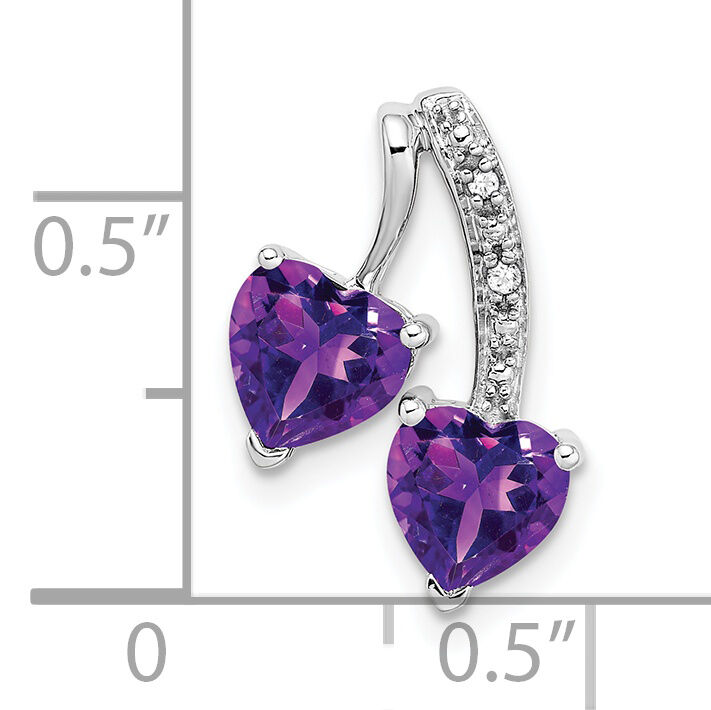 14k White Gold Amethyst and Diamond 2-Heart Pendant-PM7008-AM-001-WA