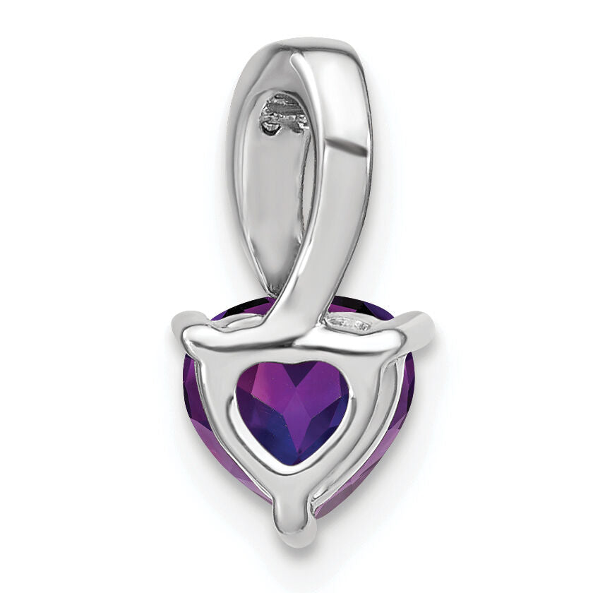 14k White Gold Amethyst and Diamond Heart Pendant-PM7009-AM-001-WA