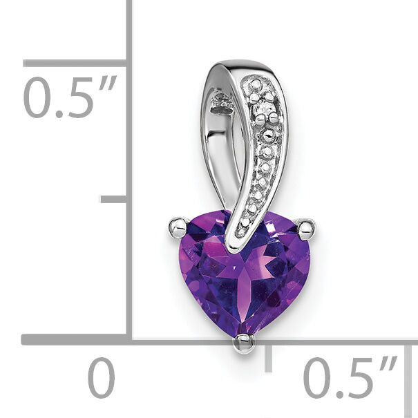 14k White Gold Amethyst and Diamond Heart Pendant-PM7009-AM-001-WA