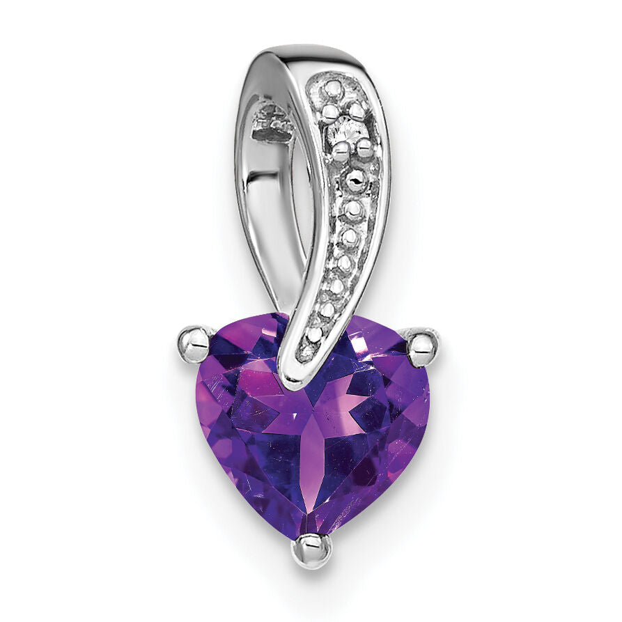 14k White Gold Amethyst and Diamond Heart Pendant-PM7009-AM-001-WA