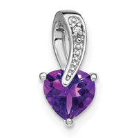 14k White Gold Amethyst and Diamond Heart Pendant-PM7009-AM-001-WA