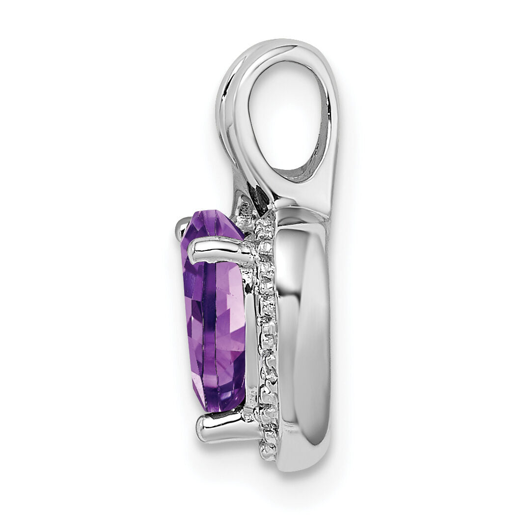 14k White Gold Amethyst and Diamond Heart Pendant-PM7011-AM-002-WA