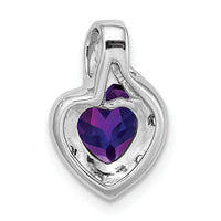 14k White Gold Amethyst and Diamond Heart Pendant-PM7011-AM-002-WA