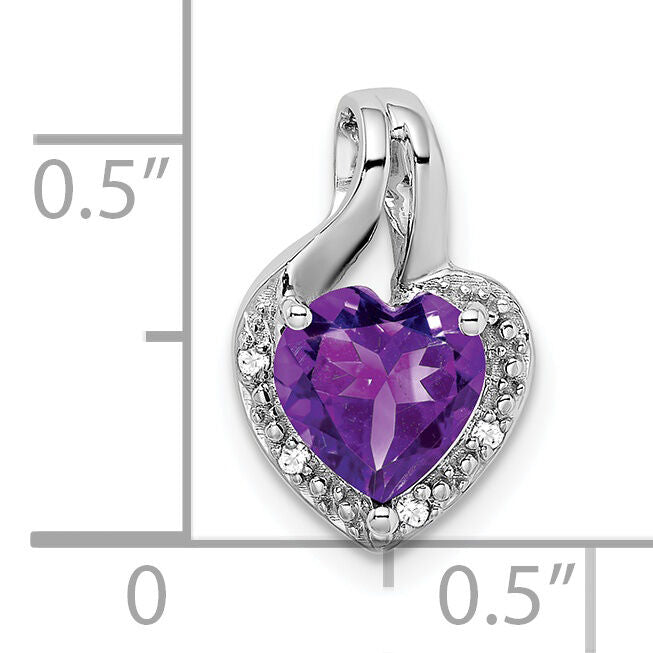 14k White Gold Amethyst and Diamond Heart Pendant-PM7011-AM-002-WA