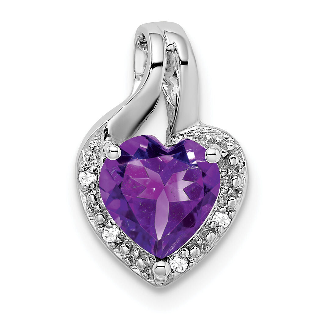 14k White Gold Amethyst and Diamond Heart Pendant-PM7011-AM-002-WA