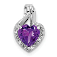 14k White Gold Amethyst and Diamond Heart Pendant-PM7011-AM-002-WA