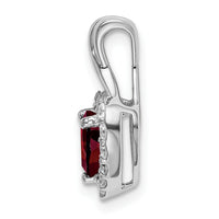 14k White Gold Garnet and Diamond Halo Heart Pendant-PM7013-GA-021-WA
