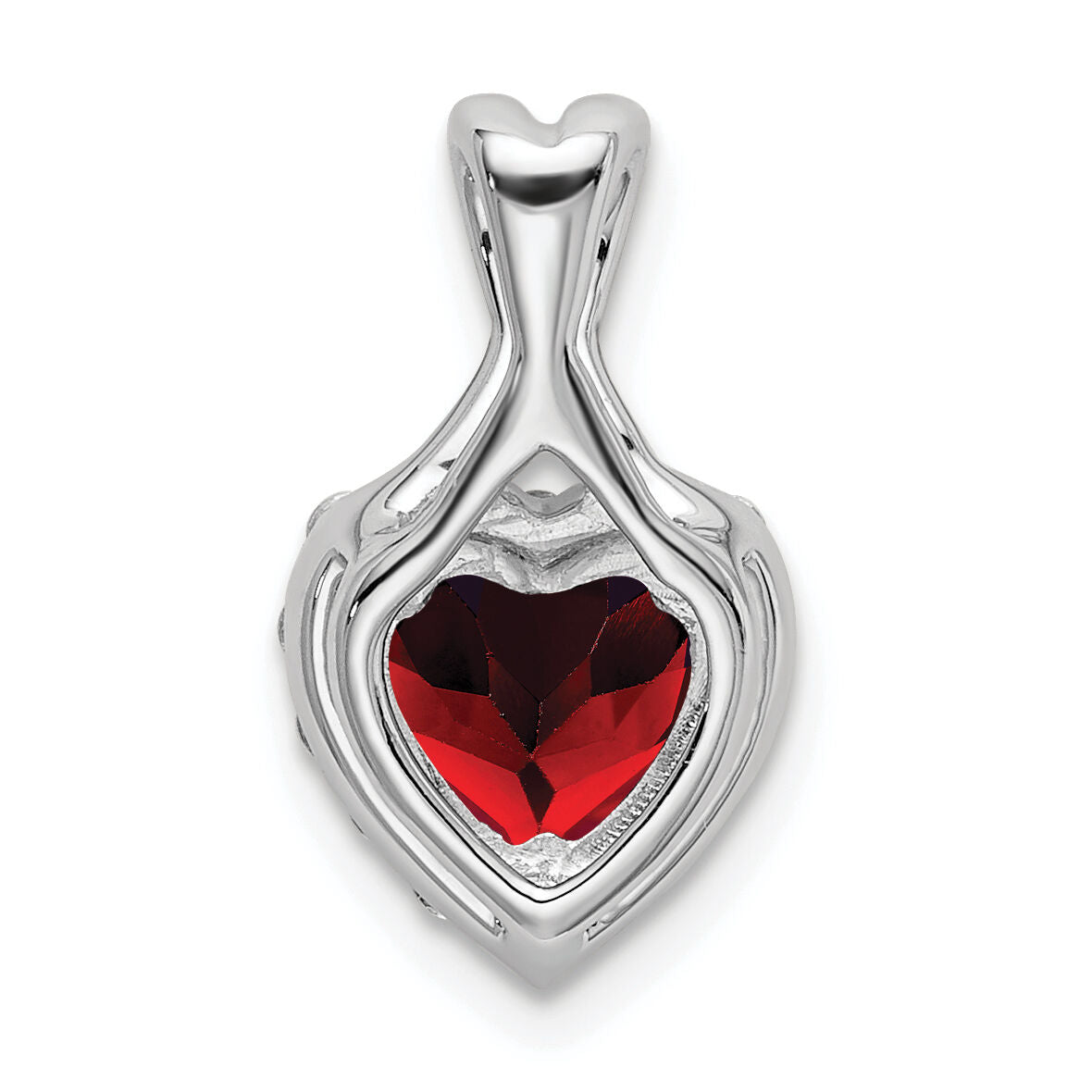 14k White Gold Garnet and Diamond Halo Heart Pendant-PM7013-GA-021-WA