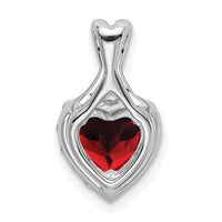14k White Gold Garnet and Diamond Halo Heart Pendant-PM7013-GA-021-WA