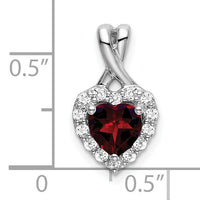 14k White Gold Garnet and Diamond Halo Heart Pendant-PM7013-GA-021-WA