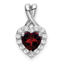 14k White Gold Garnet and Diamond Halo Heart Pendant-PM7013-GA-021-WA