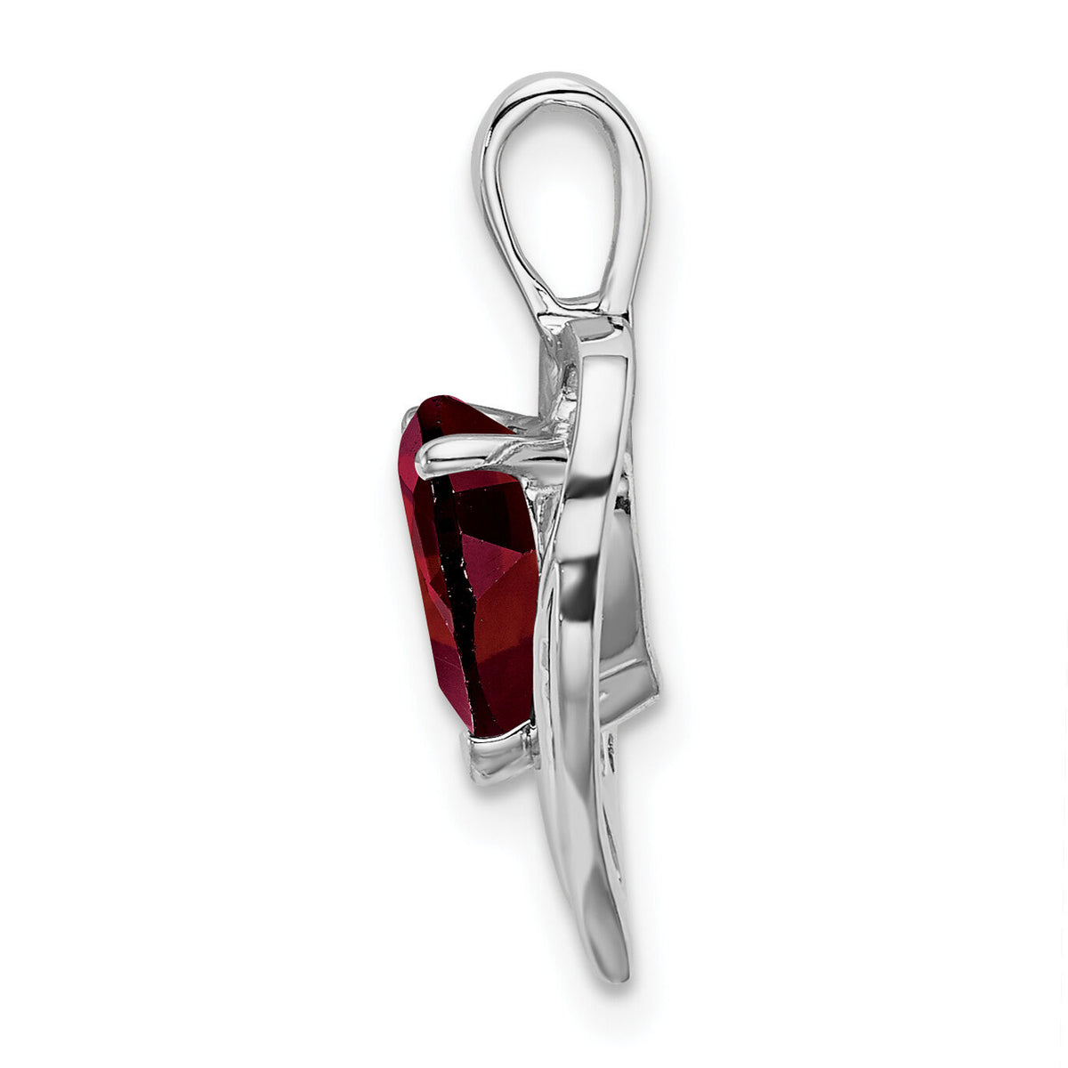 14k White Gold Garnet and Diamond Heart Pendant-PM7015-GA-001-WA