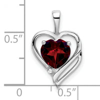 14k White Gold Garnet and Diamond Heart Pendant-PM7015-GA-001-WA