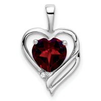 14k White Gold Garnet and Diamond Heart Pendant-PM7015-GA-001-WA
