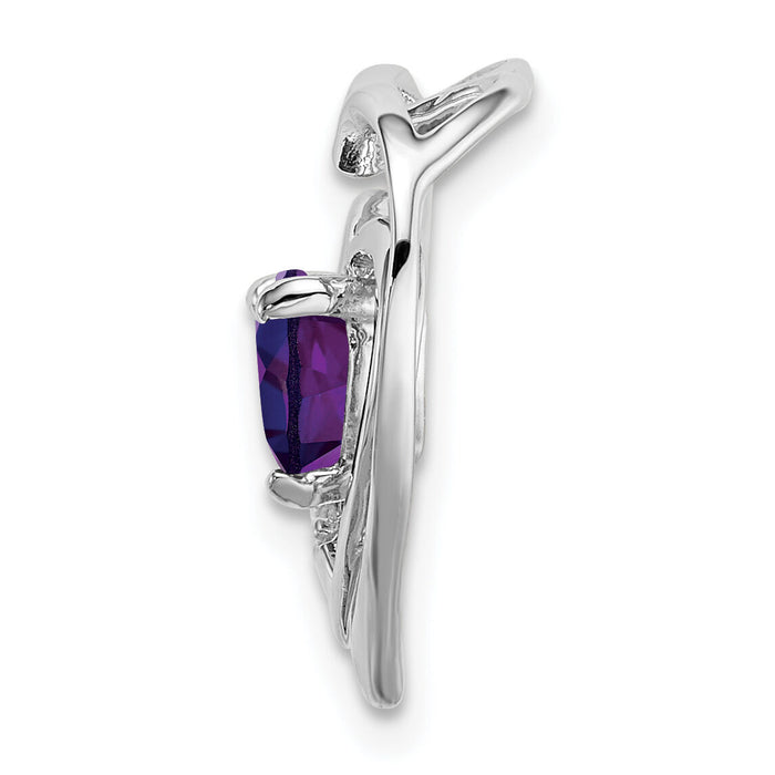 14k White Gold Amethyst and Diamond Heart Pendant-PM7016-AM-002-WA