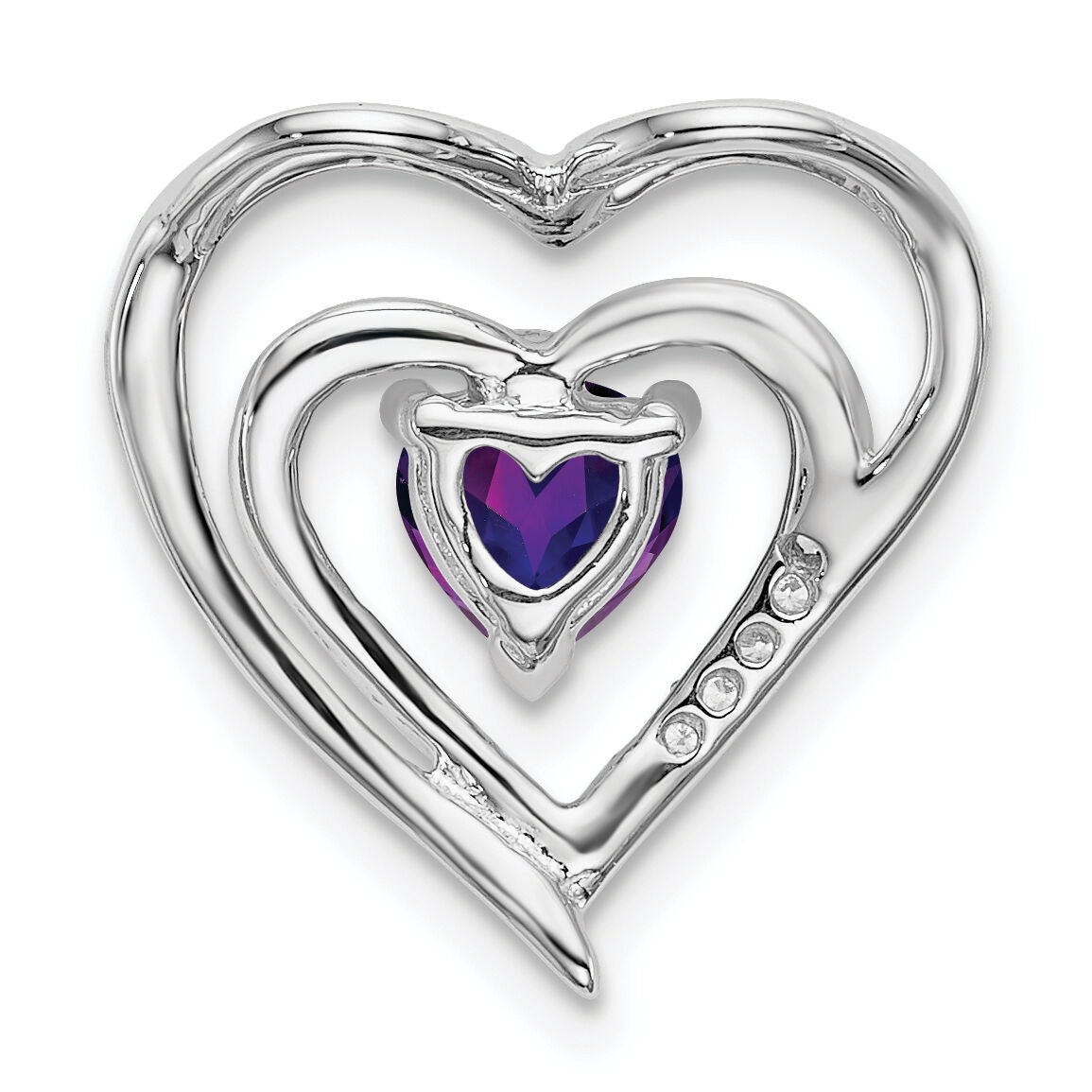14k White Gold Amethyst and Diamond Heart Pendant-PM7016-AM-002-WA