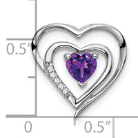14k White Gold Amethyst and Diamond Heart Pendant-PM7016-AM-002-WA