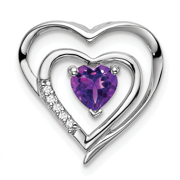 14k White Gold Amethyst and Diamond Heart Pendant-PM7016-AM-002-WA