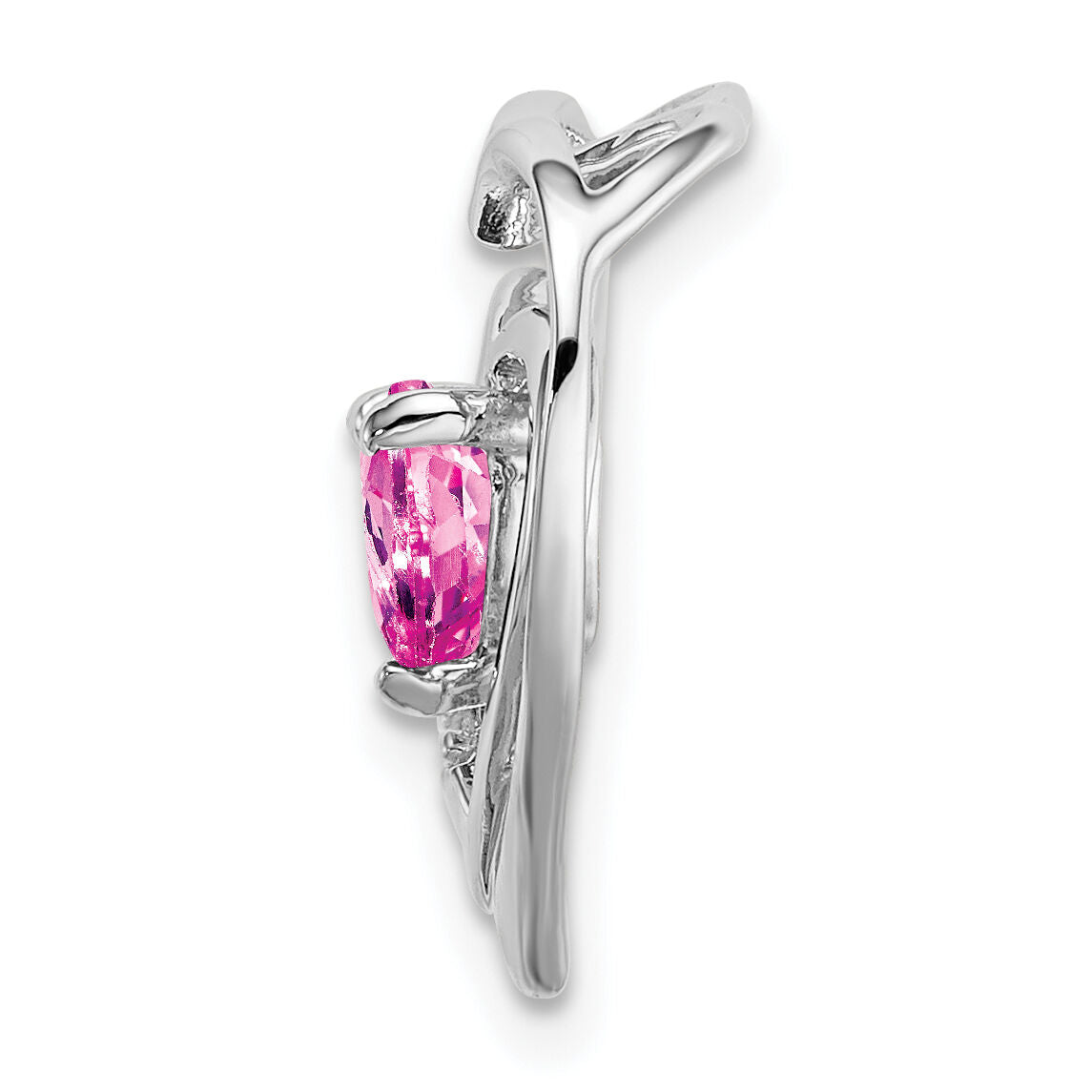 14k White Gold Created Pink Sapphire and Diamond Heart Pendant-PM7016-CPS-002-WA