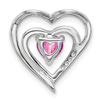 14k White Gold Created Pink Sapphire and Diamond Heart Pendant-PM7016-CPS-002-WA