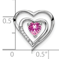 14k White Gold Created Pink Sapphire and Diamond Heart Pendant-PM7016-CPS-002-WA