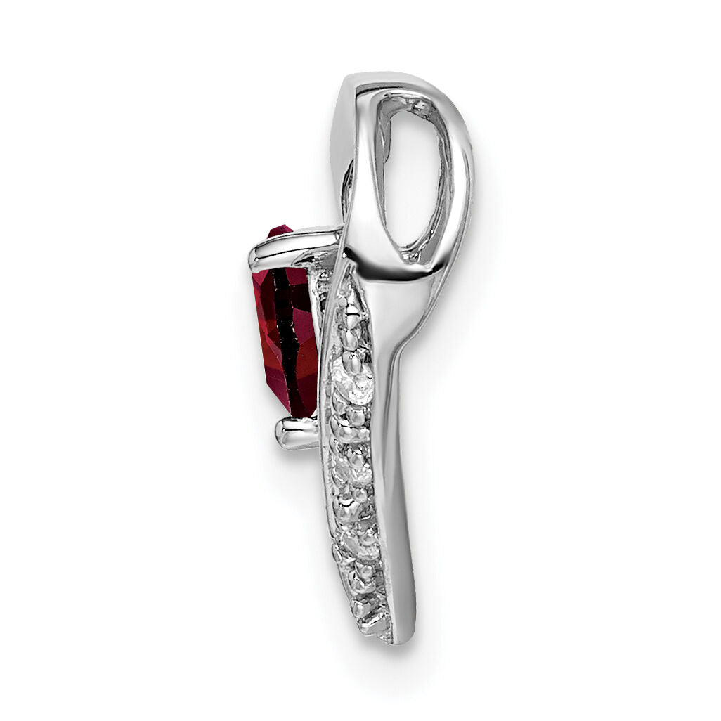 14k White Gold Garnet and Diamond Heart Pendant-PM7017-GA-003-WA