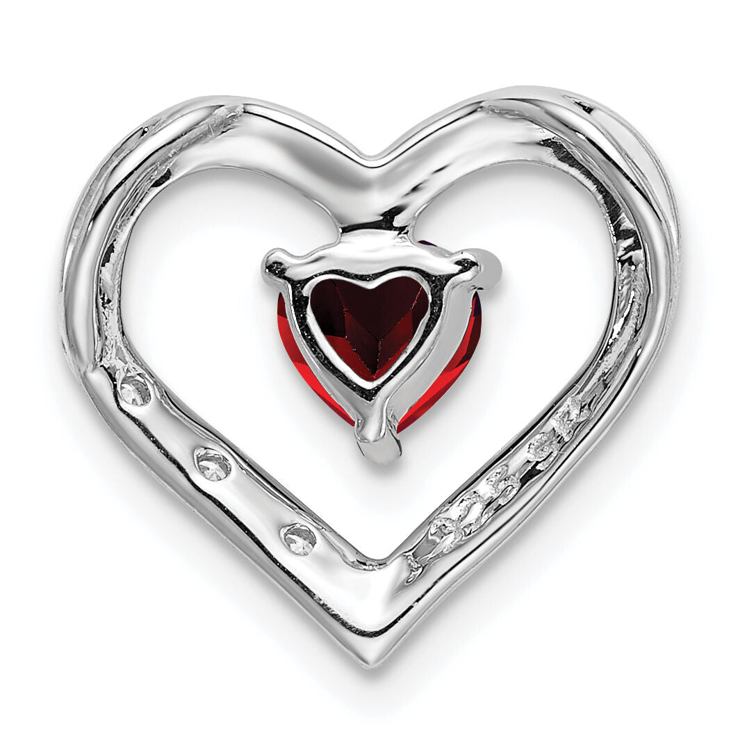 14k White Gold Garnet and Diamond Heart Pendant-PM7017-GA-003-WA