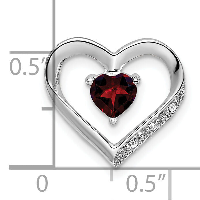 14k White Gold Garnet and Diamond Heart Pendant-PM7017-GA-003-WA