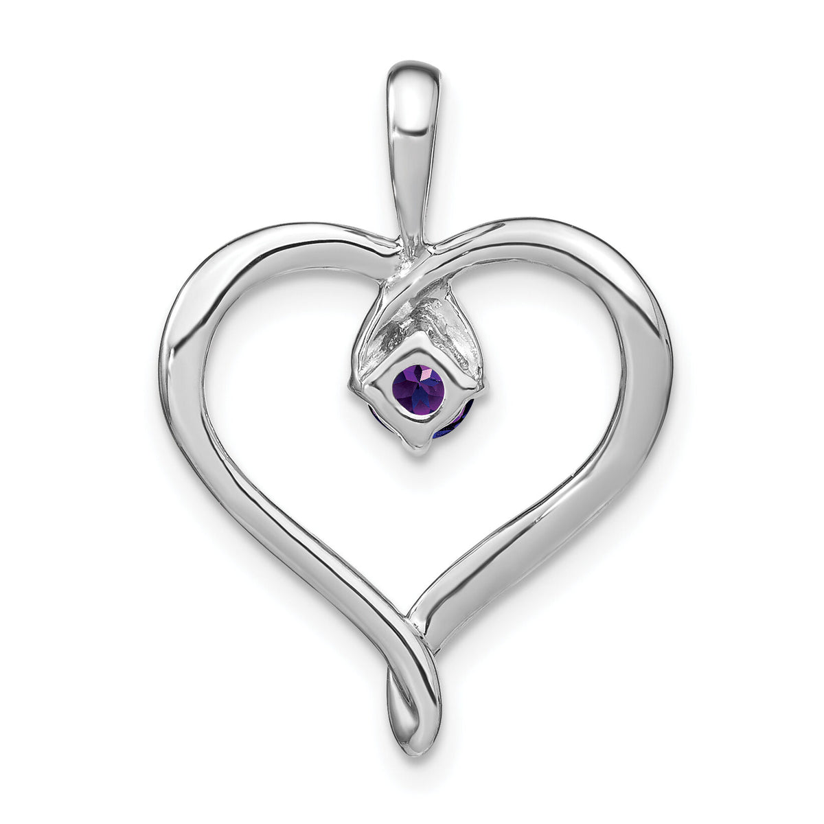 14k White Gold Amethyst Heart Pendant-PM7020-AM-W