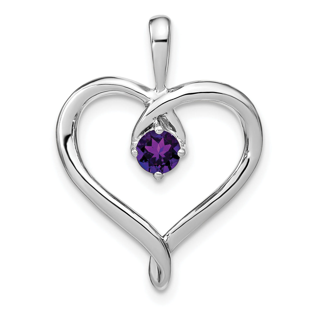 14k White Gold Amethyst Heart Pendant-PM7020-AM-W
