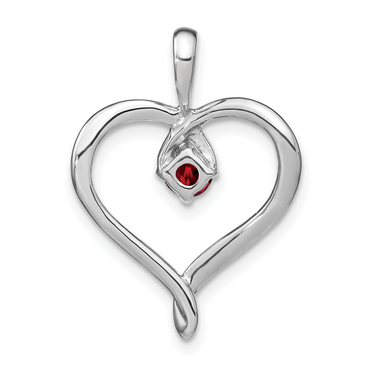14k White Gold Garnet Heart Pendant-PM7020-GA-W