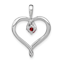 14k White Gold Garnet Heart Pendant-PM7020-GA-W