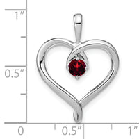 14k White Gold Garnet Heart Pendant-PM7020-GA-W