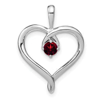 14k White Gold Garnet Heart Pendant-PM7020-GA-W