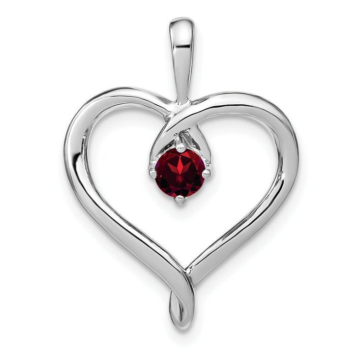 14k White Gold Garnet Heart Pendant-PM7020-GA-W