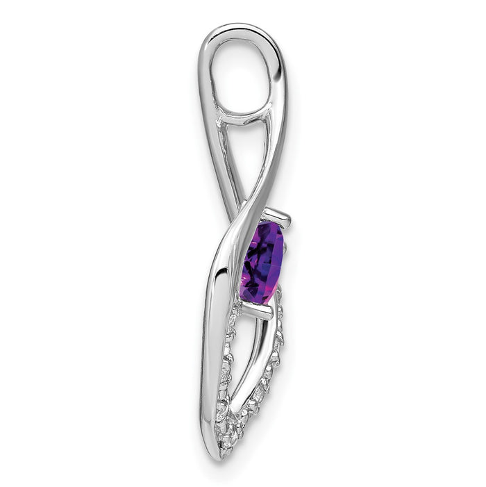 14k White Gold Amethyst and Diamond Pendant-PM7021-AM-007-WA