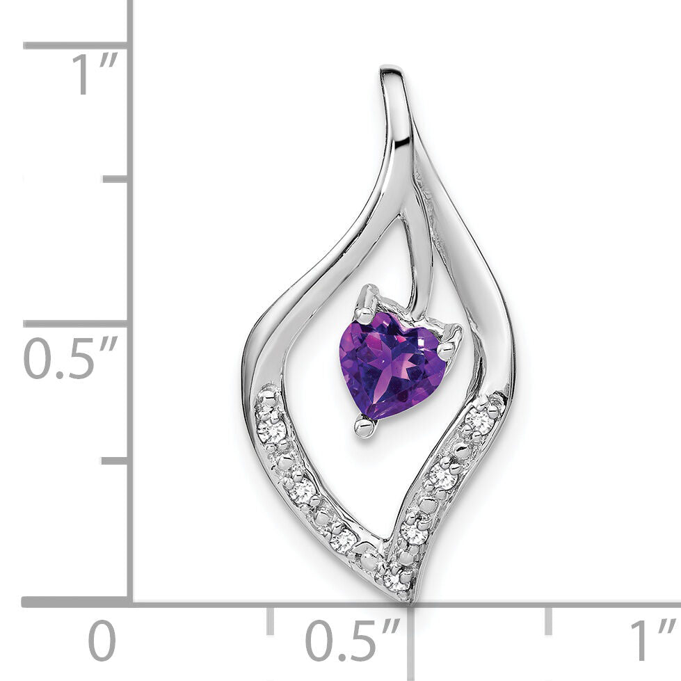 14k White Gold Amethyst and Diamond Pendant-PM7021-AM-007-WA
