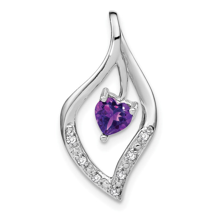 14k White Gold Amethyst and Diamond Pendant-PM7021-AM-007-WA
