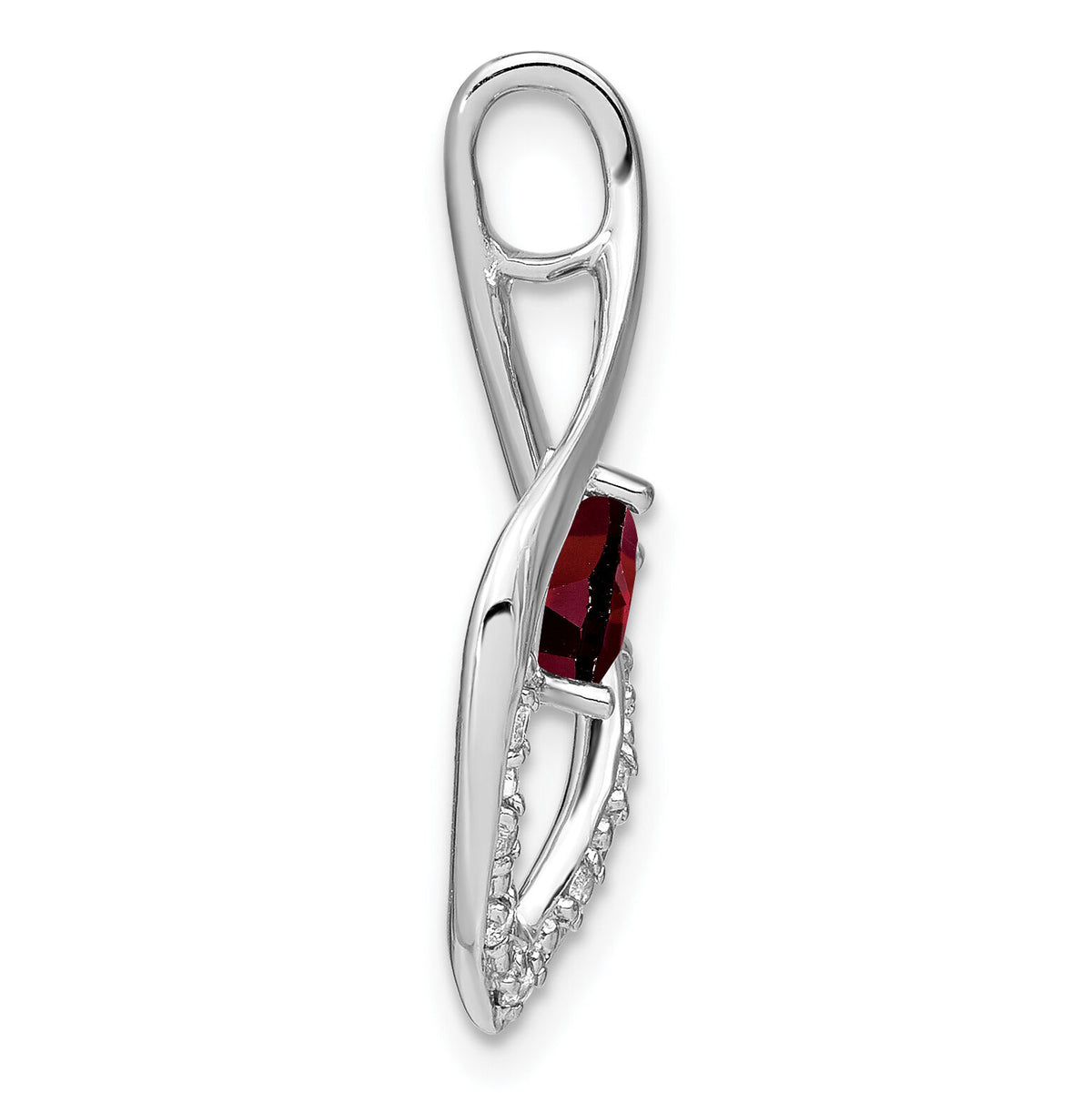 14k White Gold Garnet and Diamond Pendant-PM7021-GA-007-WA