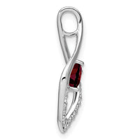 14k White Gold Garnet and Diamond Pendant-PM7021-GA-007-WA