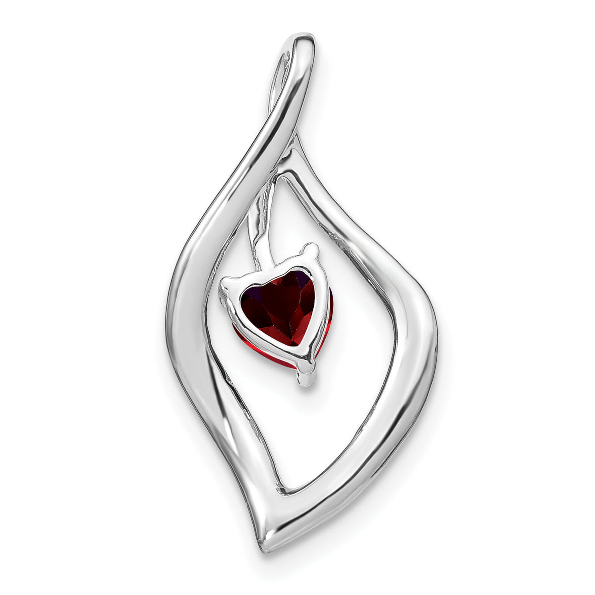 14k White Gold Garnet and Diamond Pendant-PM7021-GA-007-WA