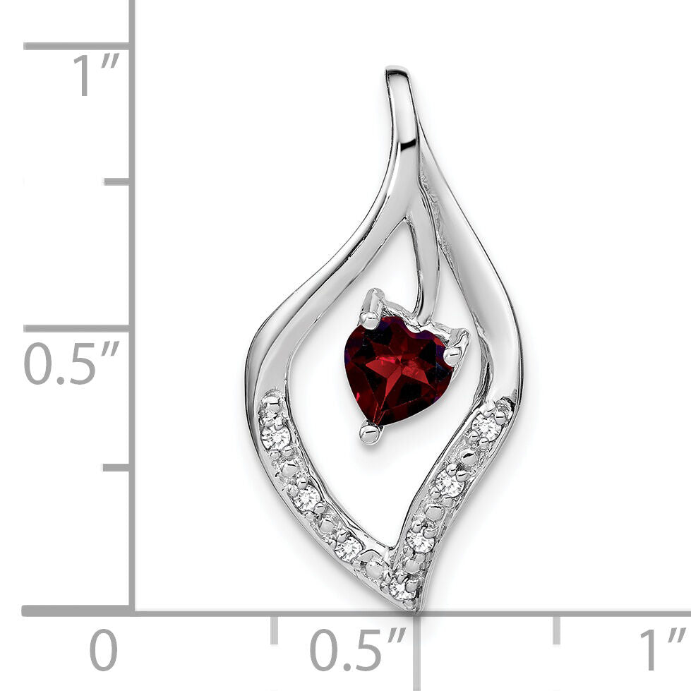 14k White Gold Garnet and Diamond Pendant-PM7021-GA-007-WA