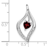 14k White Gold Garnet and Diamond Pendant-PM7021-GA-007-WA
