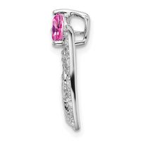 14k White Gold Created Pink Sapphire/Diamond MOM Heart Pendant-PM7023-CPS-005-WA