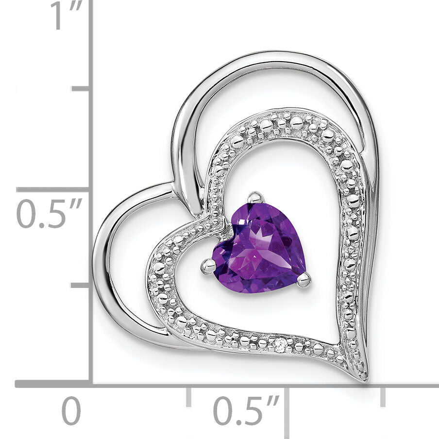 14k White Gold Amethyst and Diamond Heart Chain Slide-PM7024-AM-001-WA