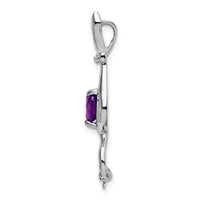 14k White Gold Amethyst and Diamond Cat Pendant-PM7030-AM-002-WA